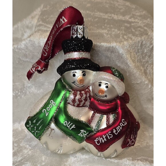 2008 Our 1st Christmas Waterford Heirloom‎ Ornaments Snowman Couple BNIP - Picture 3 of 7